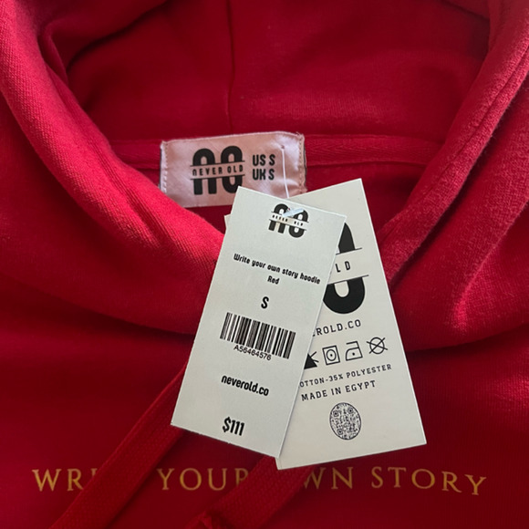 Never Old "Write Your Own Story" Hoodie Sweatshirt Red, NWT-Small - Picture 3 of 7
